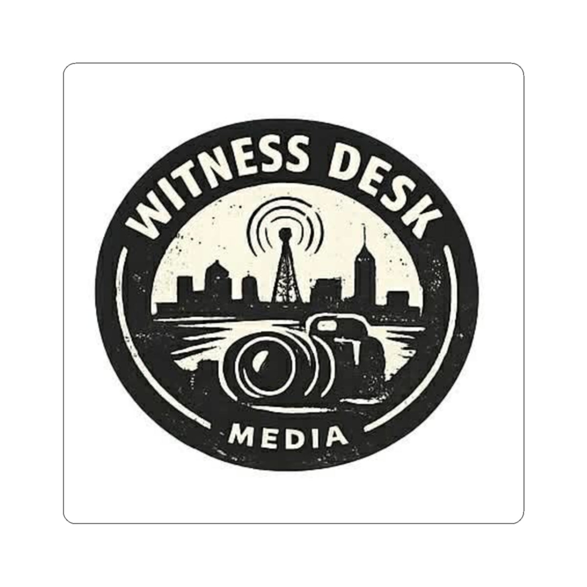 Witness Desk Media Logo Sticker – Stick the Signal Anywhere