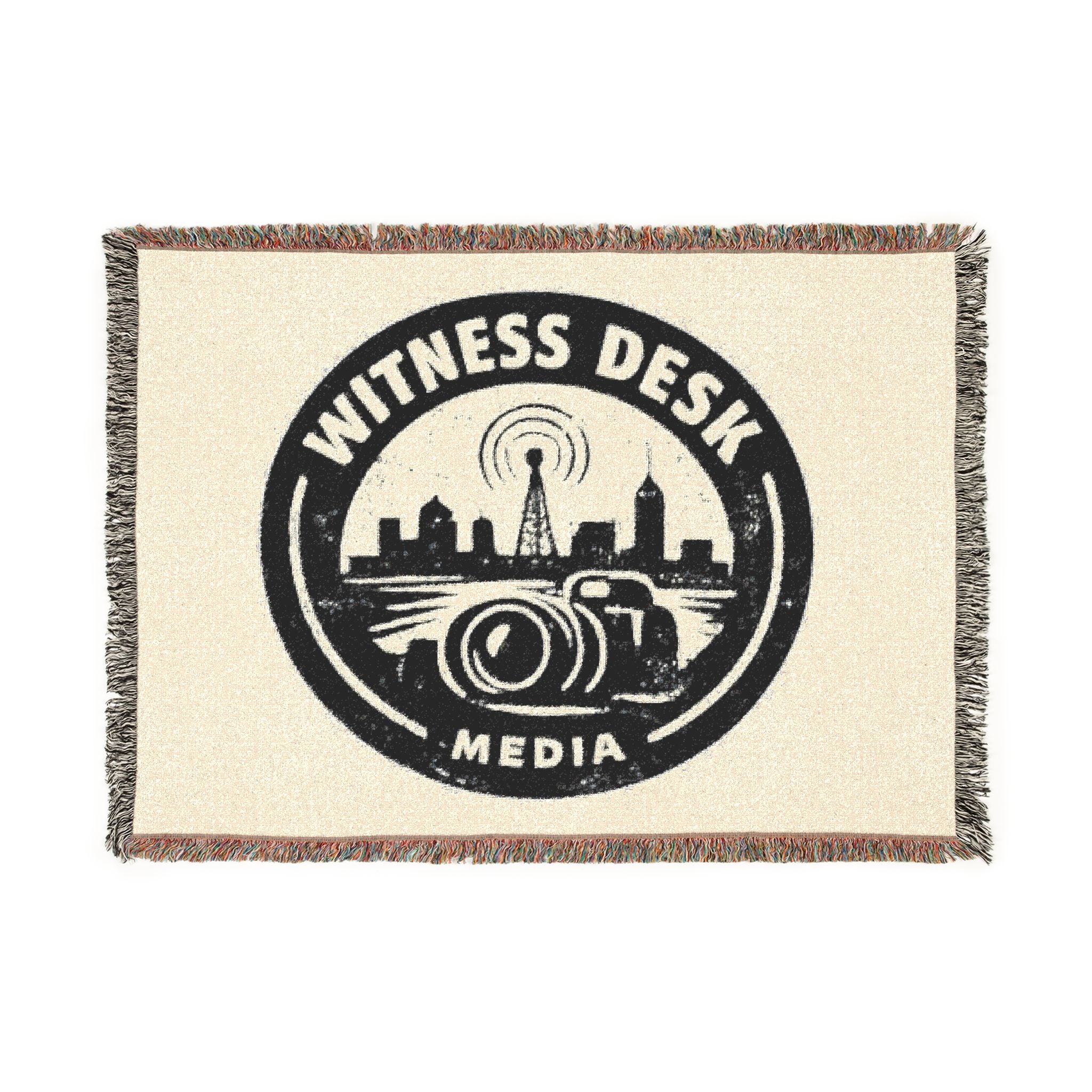 Witness Desk Media Woven Blanket – WDM Logo Throw | Independent Journalism Home Decor